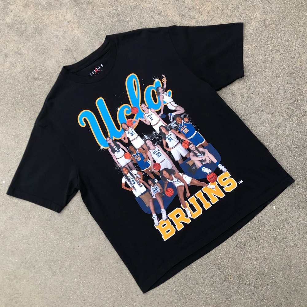 Air Jordan UCLA Bruins Women’s Basketball Team Black Double-Sided Tee Size XL